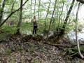 Outdoor strip and fuck by the lake with big cumshot in her face