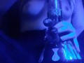 Stoner Babe Smokes a Huge Bong Hit and Plays With Tits