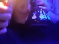 Stoner Babe Smokes a Huge Bong Hit and Plays With Tits