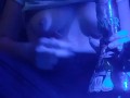 Stoner Babe Smokes a Huge Bong Hit and Plays With Tits