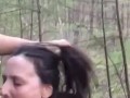 19 yo girl gets her face and throat fucked in the forest