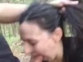 19 yo girl gets her face and throat fucked in the forest
