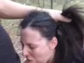 19 yo girl gets her face and throat fucked in the forest