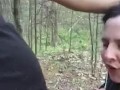 19 yo girl gets her face and throat fucked in the forest
