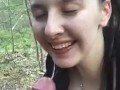 19 yo girl gets her face and throat fucked in the forest