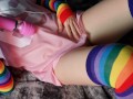 Moaning Orgasm in Favorite Rainbow Socks