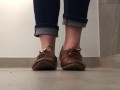 Standing shoeplay in flats