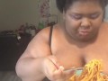 EBONY BBW EATS PASTA DINNER
