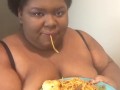 EBONY BBW EATS PASTA DINNER