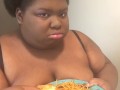EBONY BBW EATS PASTA DINNER