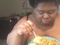 EBONY BBW EATS PASTA DINNER