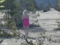 Voyeur on the beach. Pissing blonde