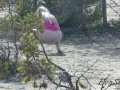 Voyeur on the beach. Pissing blonde