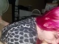 Pink haired PAWG sucks monster cock!