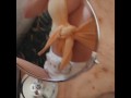 Selfie squirting in the mirror
