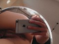 Selfie squirting in the mirror