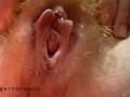 Creamy and multiple squirt red hairy pussy