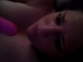 Horny slut deep throats her vibrator