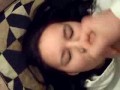 Facial Queen Smiles When Cum Splashes Her Cheek