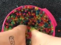 Messy squishy foot play
