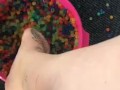 Messy squishy foot play