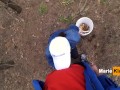 Public blowjob pov in forest, we were nearly caught, outside cumshot mouth