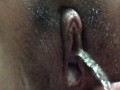 Creamy pussy pee can’t push out the toy 