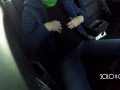 Masturbation innocent girl got on a in Uber, public play with pussy