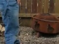 Side view pissing through backwoodsmechanic pants.  Then cum