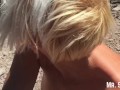 Cumwalk with Big Load Swallow: Blonde With Perfect Tits Sucks Dick Outdoors