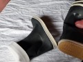Cum on girlfriend rubberboots