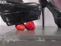 Food crushing with high heels and barefoot trailer
