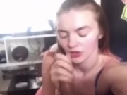 POV surprise cumshot and extreme blowjob 