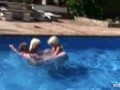 Young Guy Fuck Two German Mature in FFM Public Threesome at Pool in Holiday