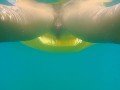 Underwater PUSSY PLAY at Public Beach # FUN from Risky Public Exhibitionism