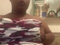 Amateur teen plays with her boobs in dining room 