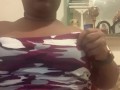 Amateur teen plays with her boobs in dining room 