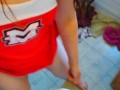 OLD PINKMOONLUST Hairy Fetish Pussy in Athletics Wear Pees like a Boy Standing Toilet Bathroom Piss