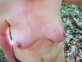 Very hard tit flogging outdoor - completely naked