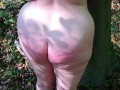 Very hard tit flogging outdoor - completely naked