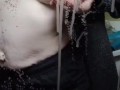 Sexy milf squirting breastmilk onto mirror, beautiful big nipples