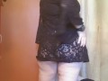 Goth confidently strips in sexy underwear set