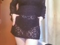 Goth confidently strips in sexy underwear set