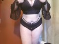 Goth confidently strips in sexy underwear set