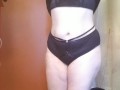 Goth confidently strips in sexy underwear set