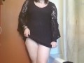 Goth confidently strips in sexy underwear set