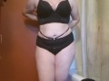 Goth confidently strips in sexy underwear set