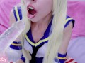 Petite Shimakaze Cosplayer Fucks Her Creamy Wet Pussy till Trembling Orgasm