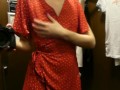 Hot girl play with pussy and tits in the dressing room, public masturbation