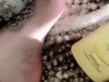 Rubbing lotion on my pretty feet